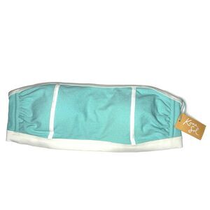 Kona Sol Turquoise Terry Textured Bandeau Binding Bikini Top Size X (14W) NEW!